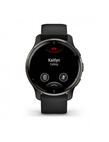 Garmin Venu 2 Plus Slate Stainless Steel Bezel with Black Case and Silicone Band