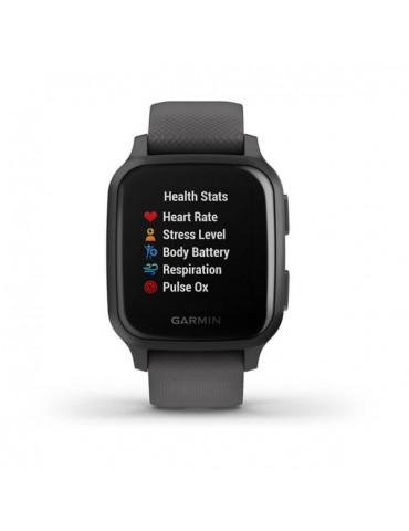 Garmin Venu Sq - Slate Aluminum Bezel with Shadow Gray Case and Silicone Band