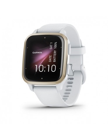 Garmin Venu® Sq 2 Cream Gold Aluminum Bezel, White Case and Silicone Band