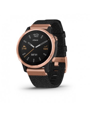 Garmin fenix 6S SAPPHIRE - Rose Gold-tone with Heathered Black Nylon Band