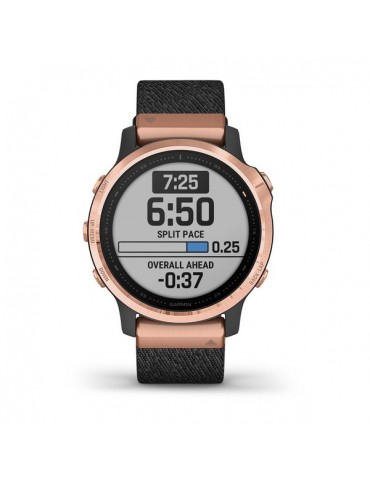 Garmin fenix 6S SAPPHIRE - Rose Gold-tone with Heathered Black Nylon Band