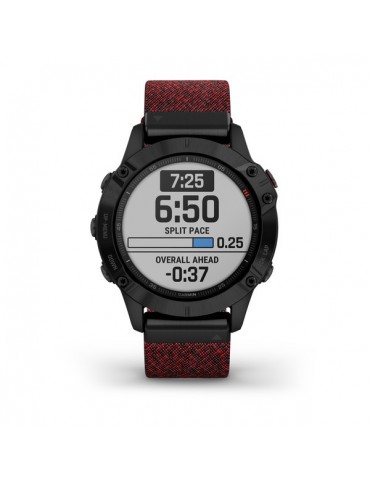 Garmin fenix 6 SAPPHIRE - Black DLC with Heathered Red Nylon Band