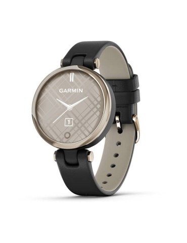 Garmin Lily - Безель кремового золота з чорним корпусом та італійським шкіряним ремінцем