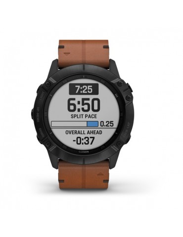 Garmin fenix 6X SAPPHIRE - Black DLC with Chestnut Leather Band