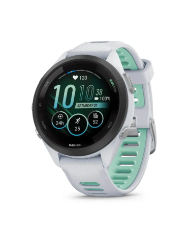 Garmin Forerunner 265S - Black Bezel with Whitestone Case and Whitestone/Neo Tropic Silicone Band