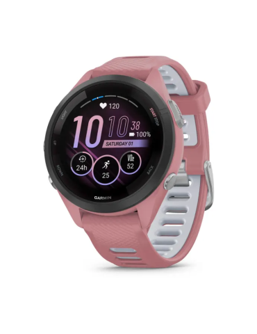 Garmin Forerunner 265S - Black Bezel with Light Pink Case and Light Pink/Whitestone Silicone Band