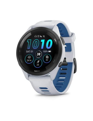 Garmin Forerunner 265 - Black Bezel with Whitestone Case and Whitestone/Tidal Blue Silicone Band