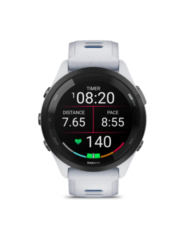Garmin Forerunner 265 - Black Bezel with Whitestone Case and Whitestone/Tidal Blue Silicone Band