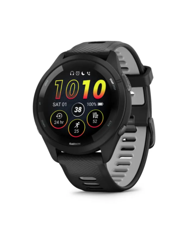 Garmin Forerunner 265 - Black Bezel and Case with Black/Powder Gray Silicone Band