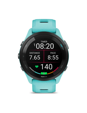 Garmin Forerunner 265 - Black Bezel with Aqua Case and Aqua/Black Silicone Band