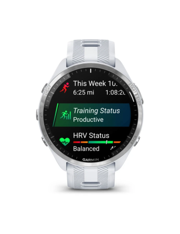 Garmin Forerunner 965 - Titanium Bezel with Whitestone Case and Whitestone/Powder Gray Silicone Band