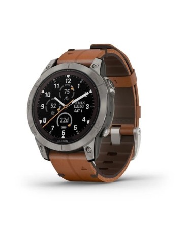 Garmin fenix 7 Pro Sapphire Solar - Titanium with Chestnut Leather Band