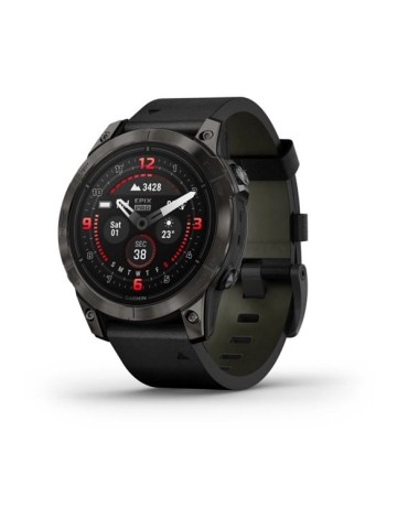 Garmin epix Pro (Gen 2) – Sapphire | 47 mm - Titanium with Black Leather Band