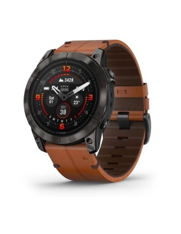 Garmin epix Pro (Gen 2) – Sapphire | 51 mm - Gray DLC Titanium with Chestnut Leather Band