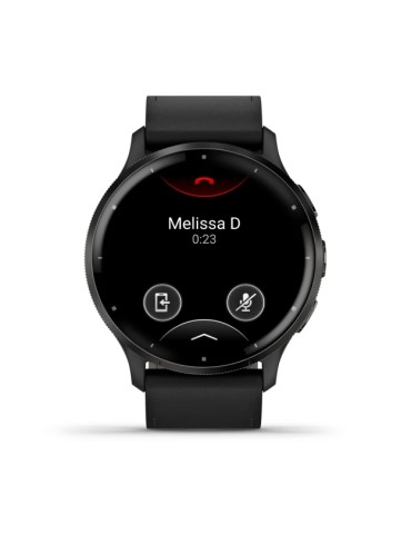 Garmin Venu 3 - Slate Stainless Steel Bezel with Black Case and Black Leather Band