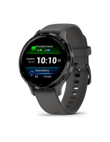 Garmin Venu 3S - Slate Stainless Steel Bezel with Pebble Gray Case and Silicone Band