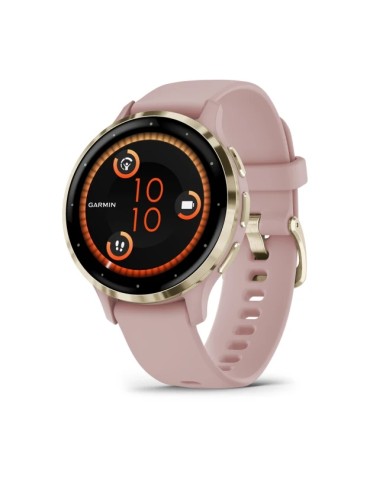 Garmin Venu 3S - Soft Gold Stainless Steel Bezel with Dust Rose Case and Silicone Band