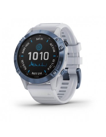 Garmin fenix 6 Pro Solar Mineral Blue Titanium with Whitestone Band