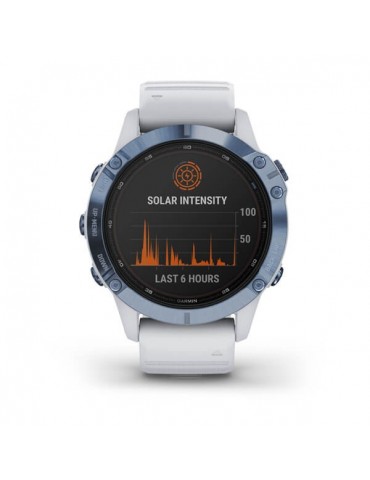 Garmin fenix 6 Pro Solar Mineral Blue Titanium with Whitestone Band
