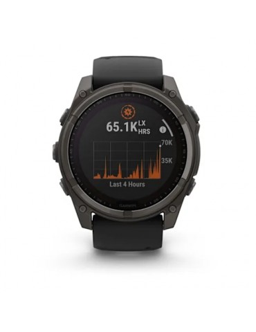 Garmin fenix 8 Solar (51 мм) - Sapphire, Карбоново-Сірий DLC Титан, Чорний/Гальковий сірий ремінець - Смарт-годинник
