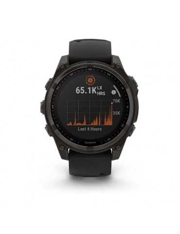 Garmin fenix 8 Solar (47 мм) - Sapphire, Карбоново-Сірий DLC Титан, Чорний/Гальковий сірий ремінець - Смарт-годинник