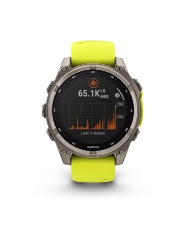 Garmin fenix 8 Solar (47 мм) - Sapphire, Титан з Яскраво Жовтим/Графітовим Сіліконовим Ремінцем - Смарт-годинник