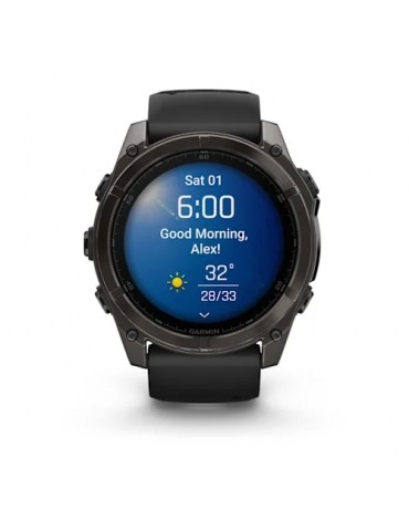 Garmin fenix 8 AMOLED (51 мм) - Sapphire, Карбоново-Сірий DLC Титан, Чорний/Гальковий Сірий Ремінець - Смарт-годинник