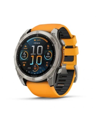 Garmin fenix 8 AMOLED (51 мм) - Sapphire, Titanium, Spark Orange/Графітовий Ремінець - Смарт-годинник