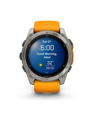 Garmin fenix 8 AMOLED (51 мм) - Sapphire, Titanium, Spark Orange/Графітовий Ремінець - Смарт-годинник