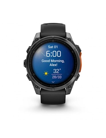 Garmin fenix 8 AMOLED (47 мм) - Карбоново-Сірий з Чорним Сіліконовим Ремінцем - Смарт-годинник
