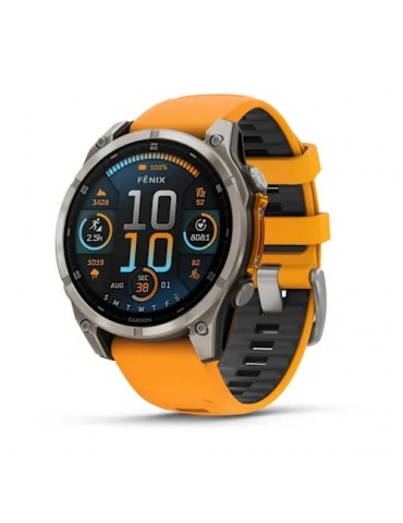 Garmin fenix 8 AMOLED (47 мм) - Sapphire, Titanium, Spark Orange/Графітовий Ремінець - Смарт-годинник