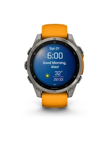 Garmin fenix 8 AMOLED (47 мм) - Sapphire, Titanium, Spark Orange/Графітовий Ремінець - Смарт-годинник