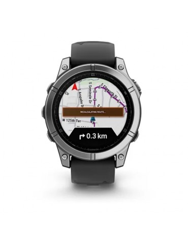 Garmin fenix E AMOLED (47 мм) - Нержавіюча Сталь з Чорним Сіліконовим Ремінцем - Смарт-годинник