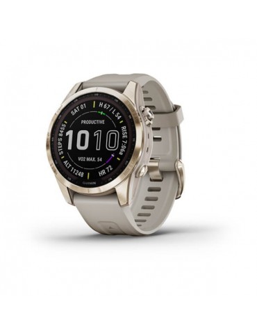 Garmin fenix 7S Sapphire Solar Cream Gold Titanium with Light Sand Band