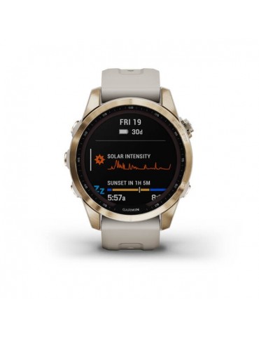 Garmin fenix 7S Sapphire Solar Cream Gold Titanium with Light Sand Band