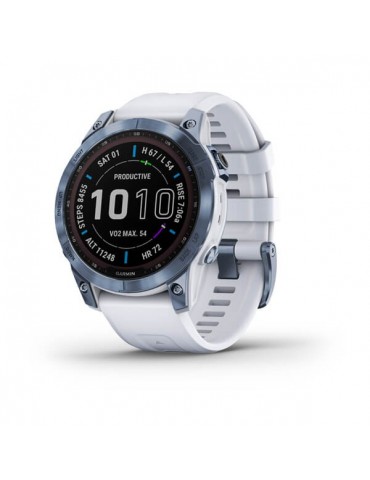 Garmin fenix 7 Sapphire Solar Mineral Blue DLC Titanium with Whitestone Band