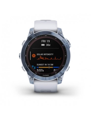 Garmin fenix 7 Sapphire Solar Mineral Blue DLC Titanium with Whitestone Band