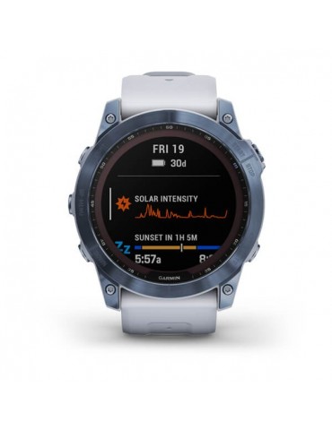 Garmin fenix 7X Sapphire Solar Mineral Blue DLC Titanium with Whitestone Band