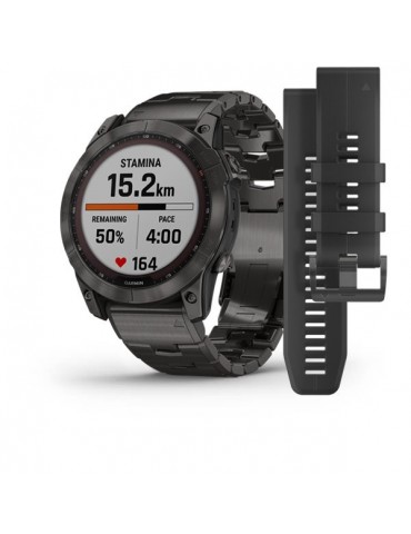 Garmin fenix 7X Sapphire Solar Carbon Gray DLC Titanium with Titanium Band (includes black silicone band)